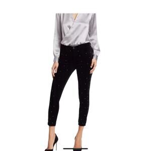 L’AGENCE Margot velvet high waist  crystal noir skinny jeans